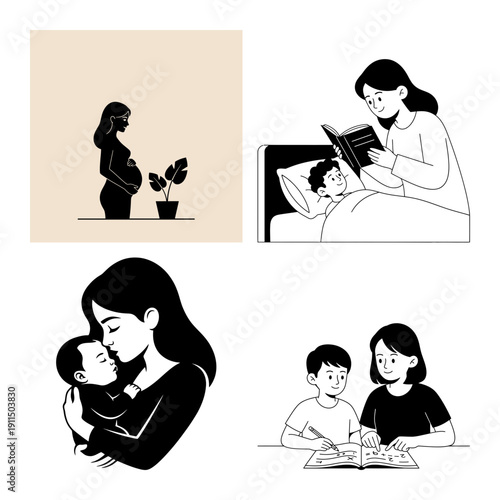 Dia de la Madre Bouquet and Gift Icon Bundle Set