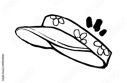 Sport Sun Visor Hat Illustration. Minimalist Line Art of Golf or Tennis Headwear for Outdoor Activity.