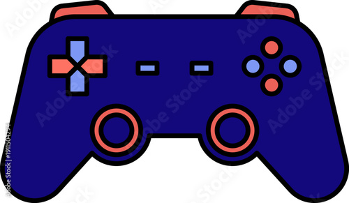 Blue and Red Minimalist Gaming Controller Illustration