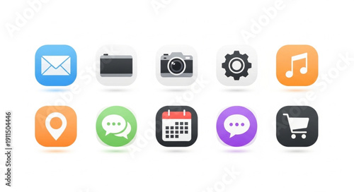 Wallpaper Mural Collection of modern flat application icons for digital interfaces. Torontodigital.ca