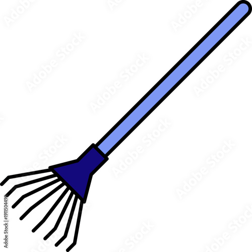 Blue Garden Rake Vector Illustration for Yard Work and Gardening
