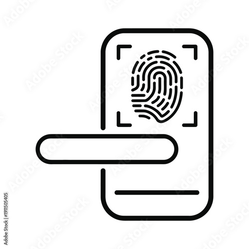 Fingerprint scan on smartphone screen for secure biometric authentication one icon