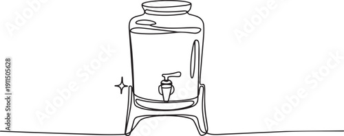 Water cooler dispenser with sparkle on side line art drawing