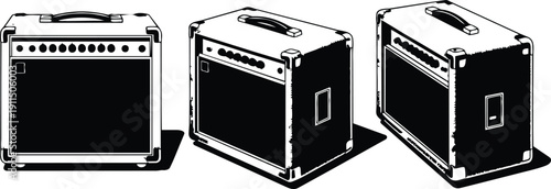 Guitar amplifier boxes in different angles and positions guitar amplifier boxes in different angles and positions