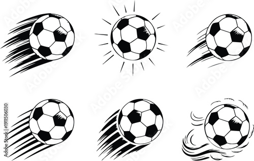 Soccer balls in motion with dynamic streaks and speed lines soccer balls in motion with dynamic streaks and speed lines