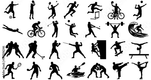 Dynamic Sports Athletes Silhouettes Vector Collection