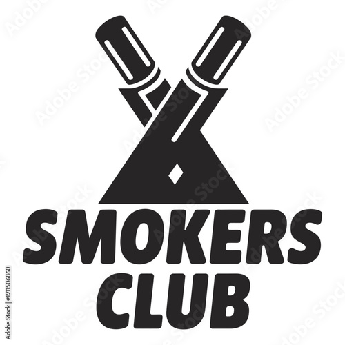 Smokers club logo with crossed cigarettes and triangle emblem icon