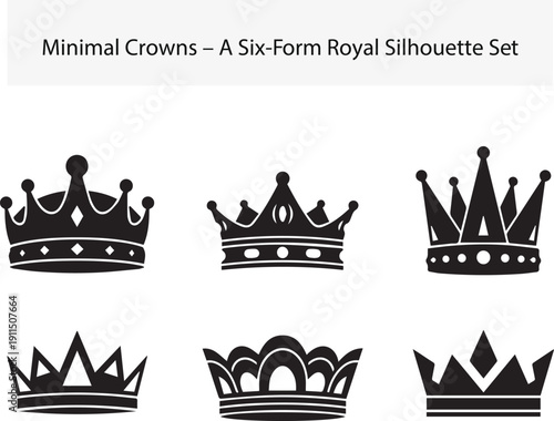 Elegant minimal crown silhouettes for regal branding, luxury designs, and royal themes