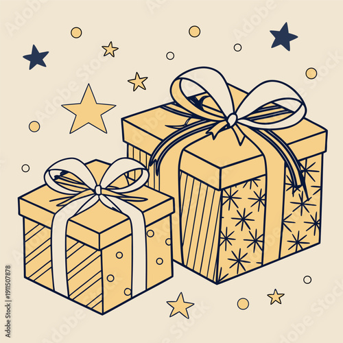 gift boxes  open with stars and sparkles bursting out