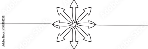 Continuous one line drawing of arrow set symbol continuous single line art arrow design.one line icon illustration with white background