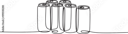 Set of Aluminium cans one line continuous drawing.one line icon illustration with white background