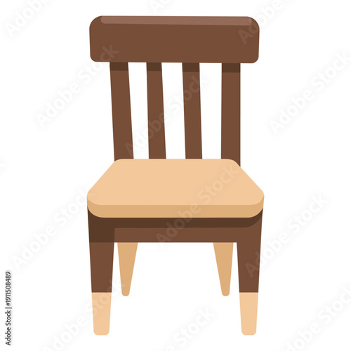 Brown wooden chair with light brown seat and backrest  simple furniture icon