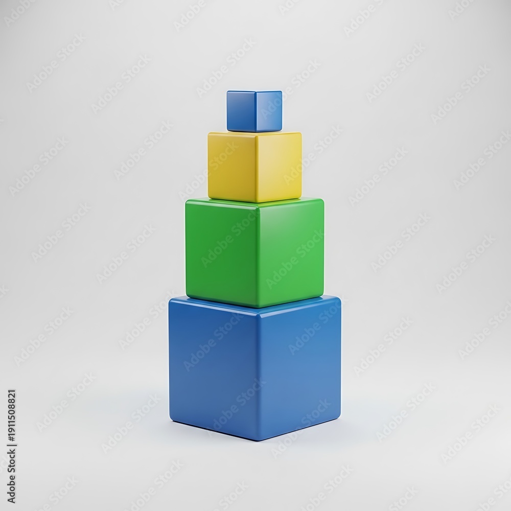 Fototapeta premium Colorful stacked cubes on white background 3d rendering
