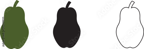 Papaya vector icon,  papaya fruit in various styles silhouette illustration on white background