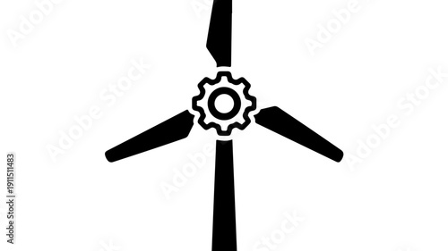 Wind Turbine Gear Icon Symbolizing Renewable Energy Technology.