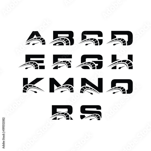 Set of alphabet speedometer logo designs