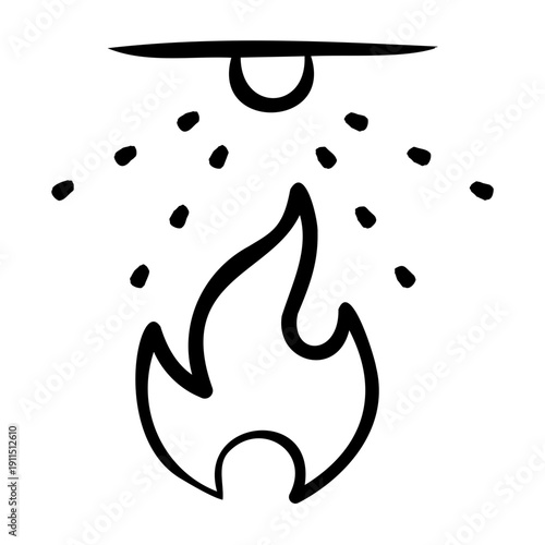 Fire Suppression Icon - Handdrawn