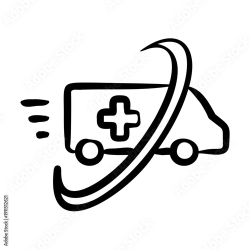 Ambulance Service Icon - Handdrawn