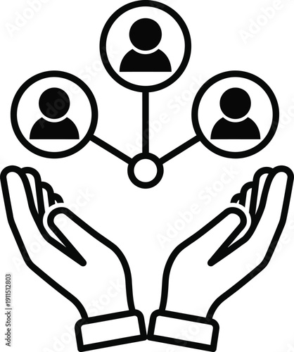 Customer Support Network Connection Helping Hands Icon