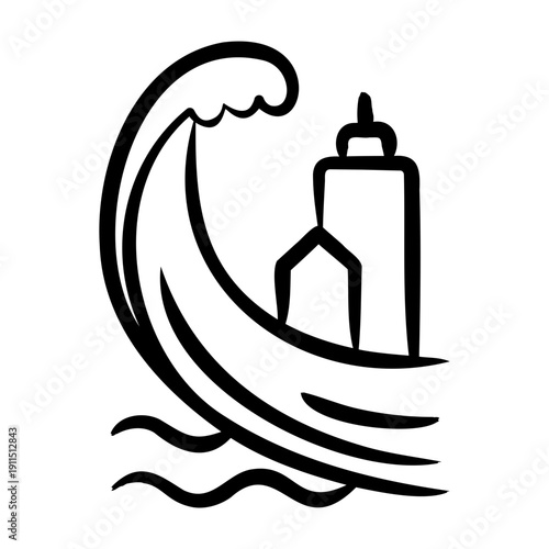 Tsunami Icon - Handdrawn