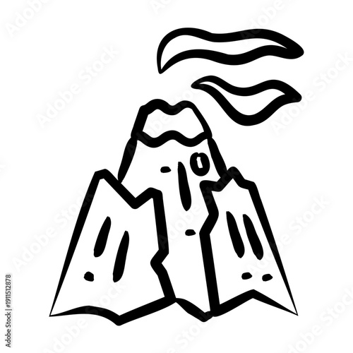 Volcanic Eruption Icon - Handdrawn