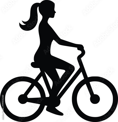 Silhouette of a woman riding a bicycle