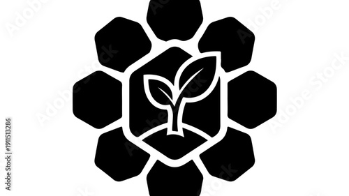 Abstract Geometric Symbol of a Growing Plant Sprout.