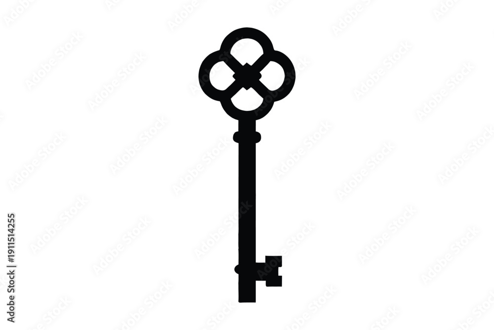 Obraz premium key silhouette vector, skeleton key, old vintage key silhouette vector