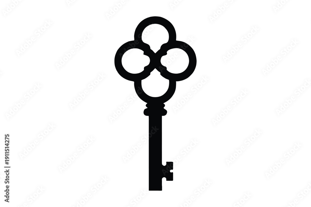 Obraz premium key silhouette vector, skeleton key, old vintage key silhouette vector
