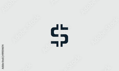 Minimalist dark blue stylized dollar sign icon design centered on a clean light gray background for finance.