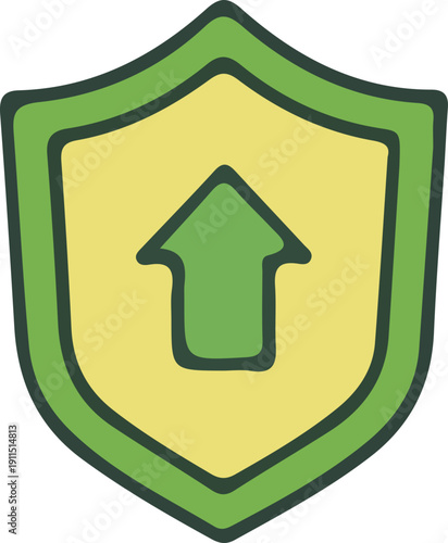 Green Shield With Upward Arrow
