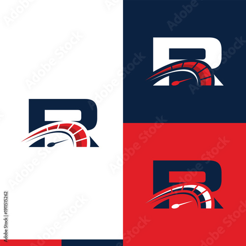 letter R speedometer logo design