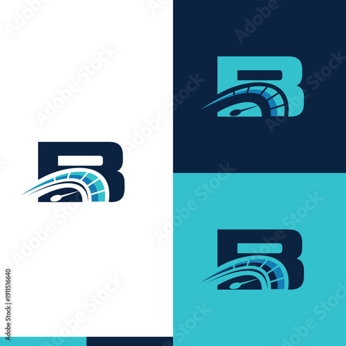 letter B speedometer race car logo