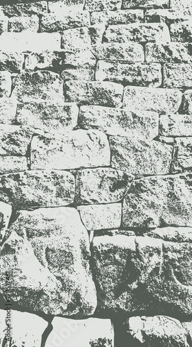 13-36. Surface texture vector image of irregular stone walls with dry vines remaining - illustration.