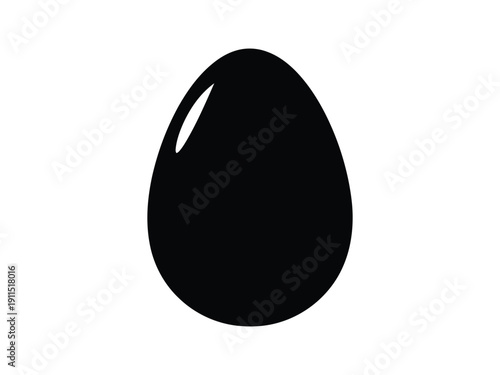Solid black egg icon, representing Easter, food, new life, and organic concepts.
