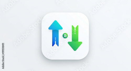 Upward and downward arrows on a white background for direction comparison or choice