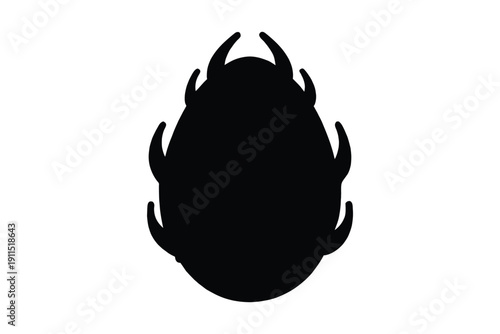 Whole dragon fruit silhouette vector, Dragon fruit icon