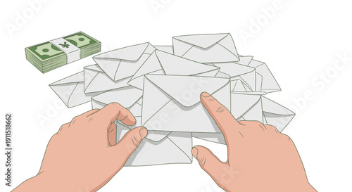 Hands holding envelopes with cash inside.