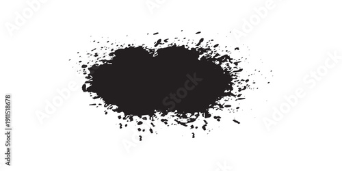 Abstract black ink splatter grunge texture design element.
