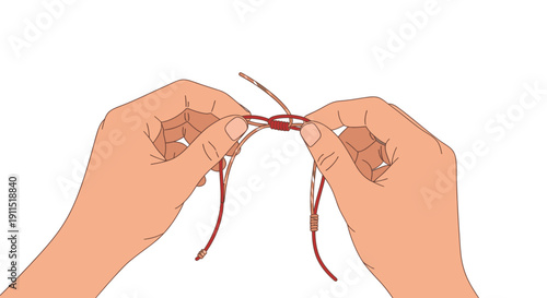 Hands Tying Shoelaces with Red Laces.