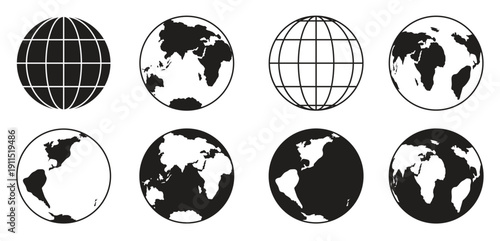 set of isolated icons on a theme world with shadow 