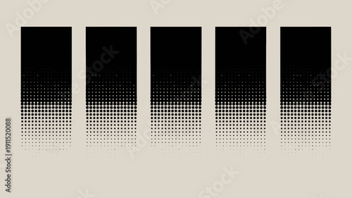 A series of five rectangular panels display a gradient effect transitioning from solid black at the top to a speckled white at the bottom high quality