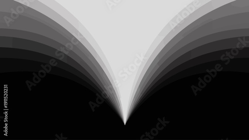 A grayscale gradient image features converging lines transitioning from deep black at the base to bright white at the apex high quality professional detailed modern elegant