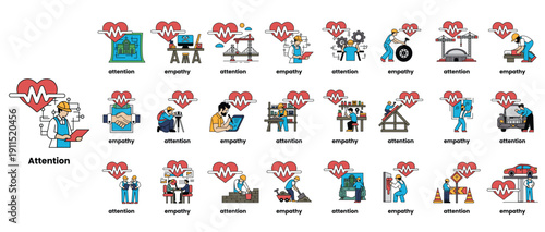 A collection of images of people doing various jobs