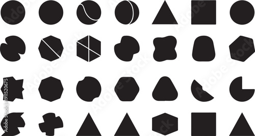 Geometric shapes collection in black and white colors