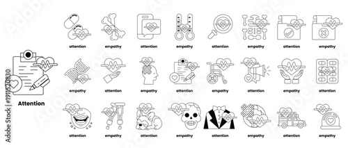 A black and white drawing of a bunch of different words and pictures