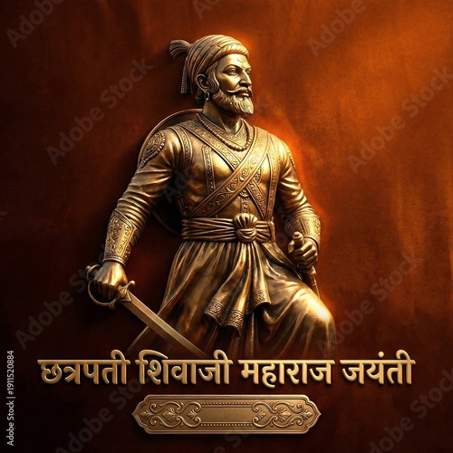 Statue of chhatrapati shivaji maharaj in traditional warrior attire