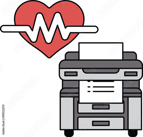 The heart is surrounded by a wave, which is a symbol for the heartbeat