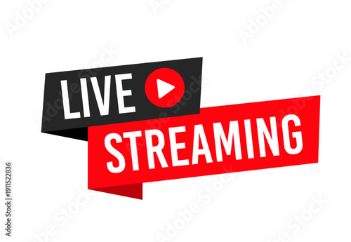 Live video stream icon and online streaming banner in modern vector style, suitable for websites, apps, social media, digital broadcasting platforms, and marketing materials.