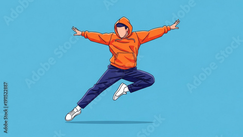 young man jumping in the air and dancing